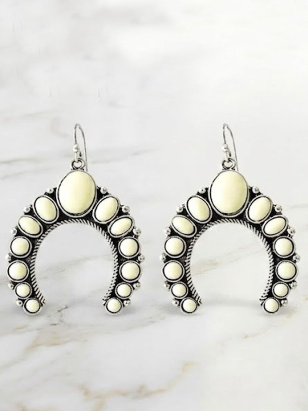 Horseshoe Earrings - White